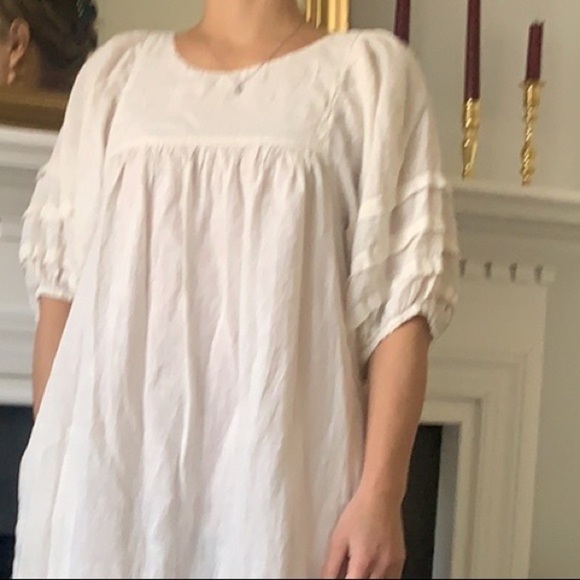 120% Lino Linen Esterino Dress Linen Maxi balloon sleeves bohemian romantic - Picture 12 of 14